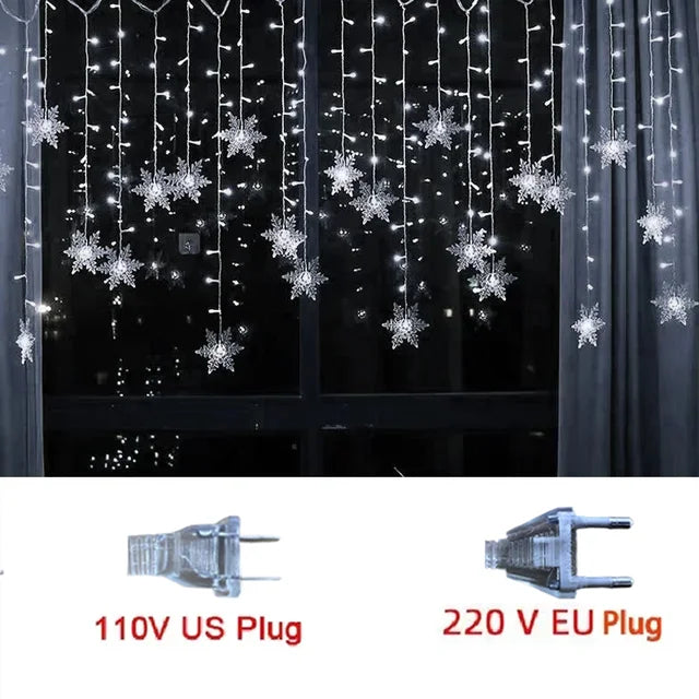 3,2 m LED Schneeflocken Vorhanglichter – Weihnachts Lichterkette mit 8 Modi | Wasserdichte Deko für Fenster, Party & Xmas 2025