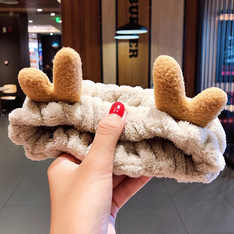 Weiches Haarband aus Coral Fleece mit Schleife & Tierohren für Damen & Mädchen