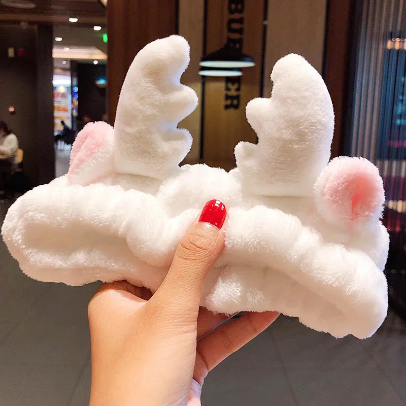 Weiches Haarband aus Coral Fleece mit Schleife & Tierohren für Damen & Mädchen