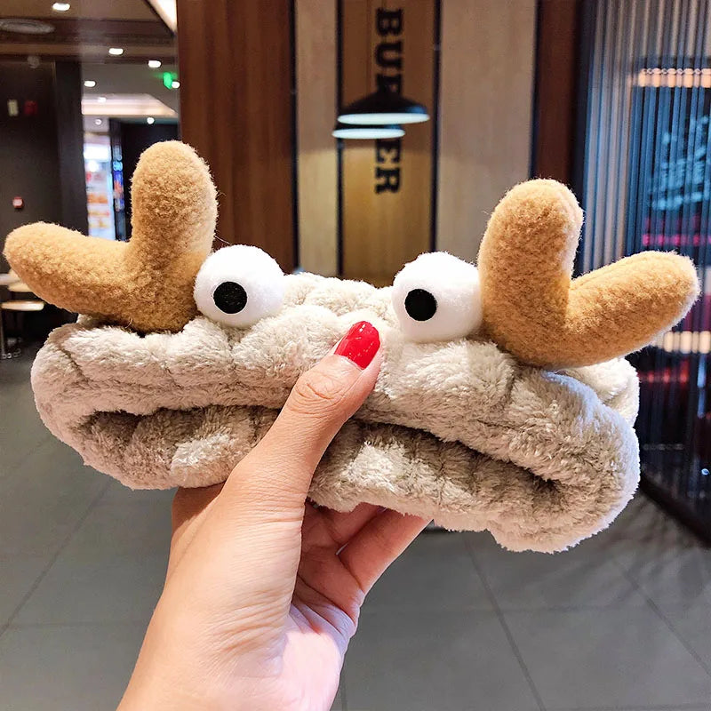 Weiches Haarband aus Coral Fleece mit Schleife & Tierohren für Damen & Mädchen