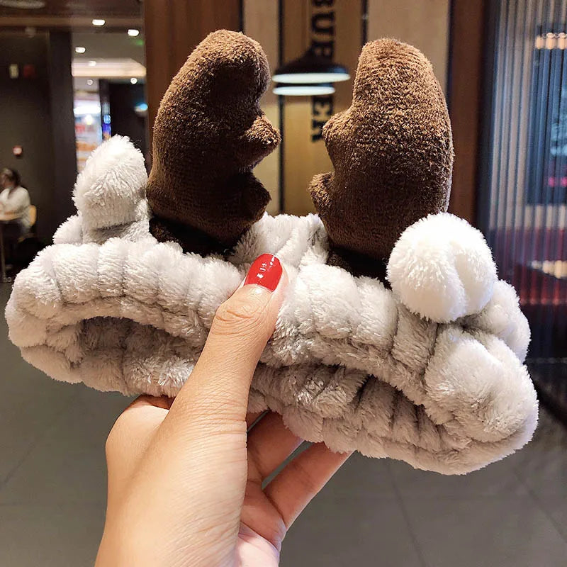 Weiches Haarband aus Coral Fleece mit Schleife & Tierohren für Damen & Mädchen