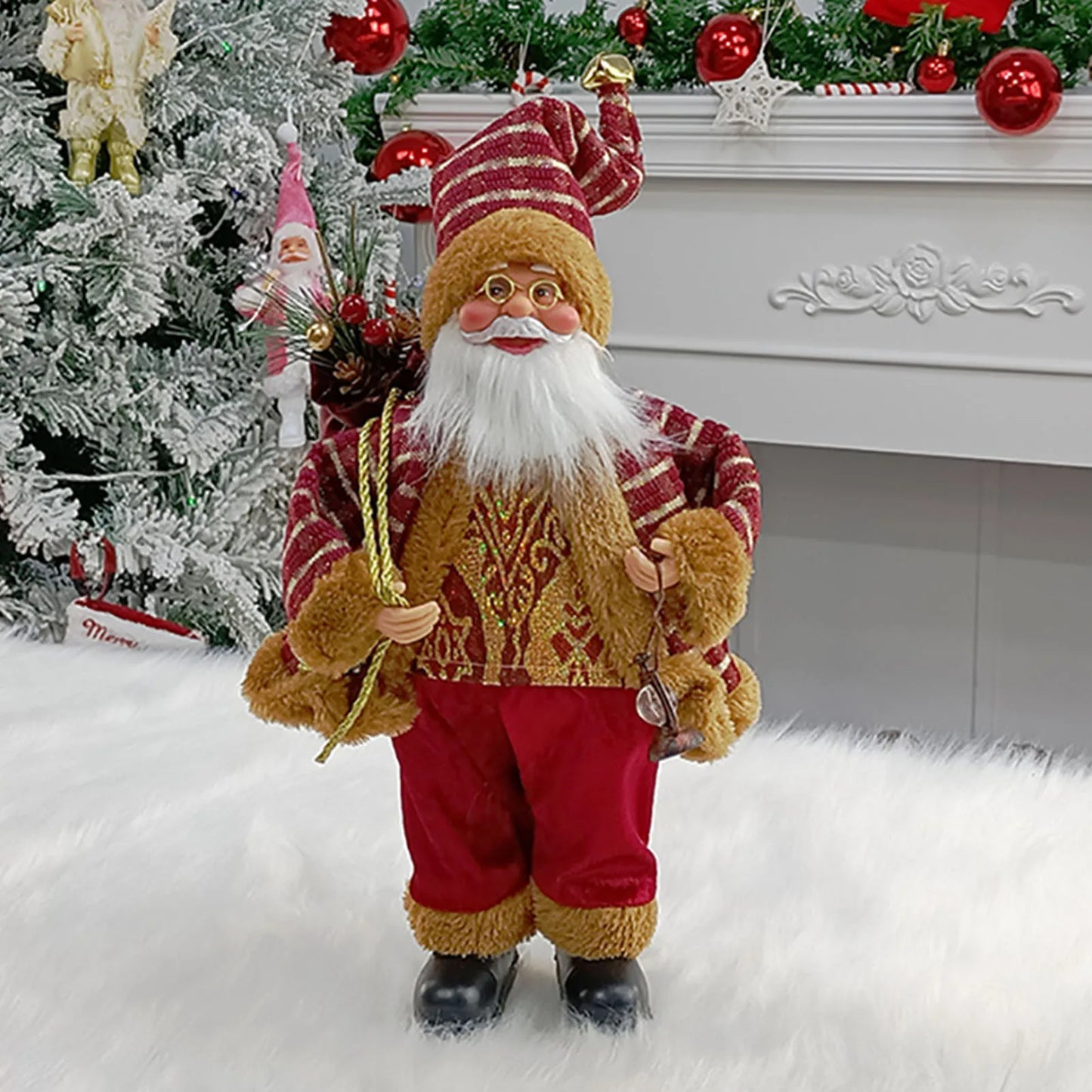 Weihnachtsmann Figur 30 cm – Niedliche Santa Claus Deko für Tisch, Kamin & Weihnachtsbaum | Festliche Weihnachtsdekoration