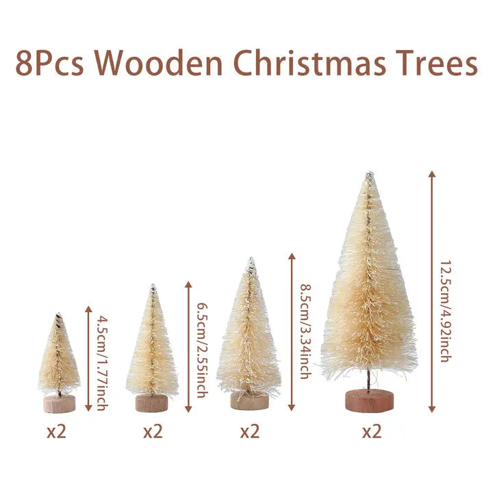 Deko Mini Weihnachtsbaum aus Holz – Handgefertigter Sisal-Tannenbaum für Tisch & Regal | Blau, Grün, Weiß, Gold