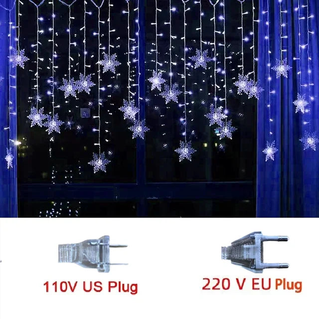 3,2 m LED Schneeflocken Vorhanglichter – Weihnachts Lichterkette mit 8 Modi | Wasserdichte Deko für Fenster, Party & Xmas 2025