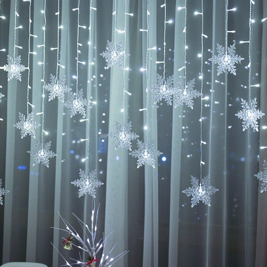 3,2 m LED Schneeflocken Vorhanglichter – Weihnachts Lichterkette mit 8 Modi | Wasserdichte Deko für Fenster, Party & Xmas 2025