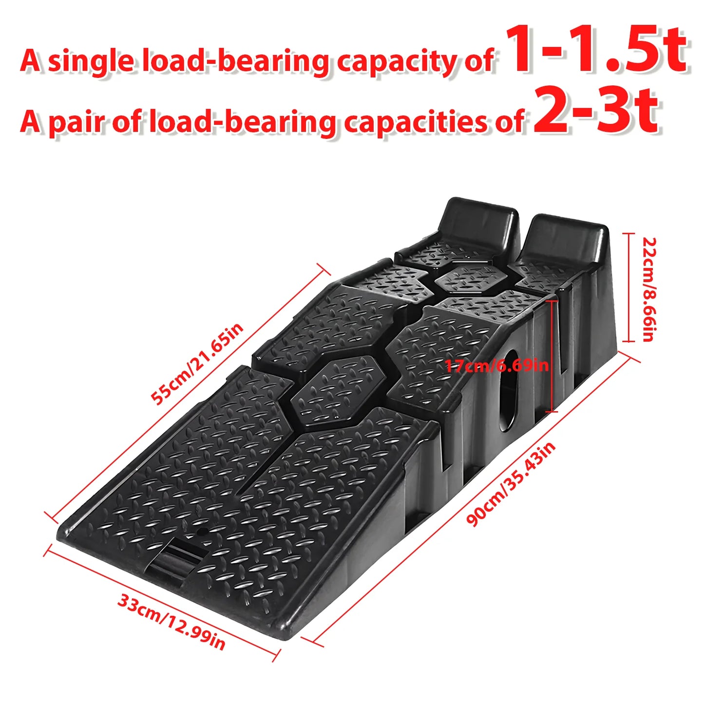 2er Set Auto Auffahrrampen 90 cm, 3T belastbar, rutschfest