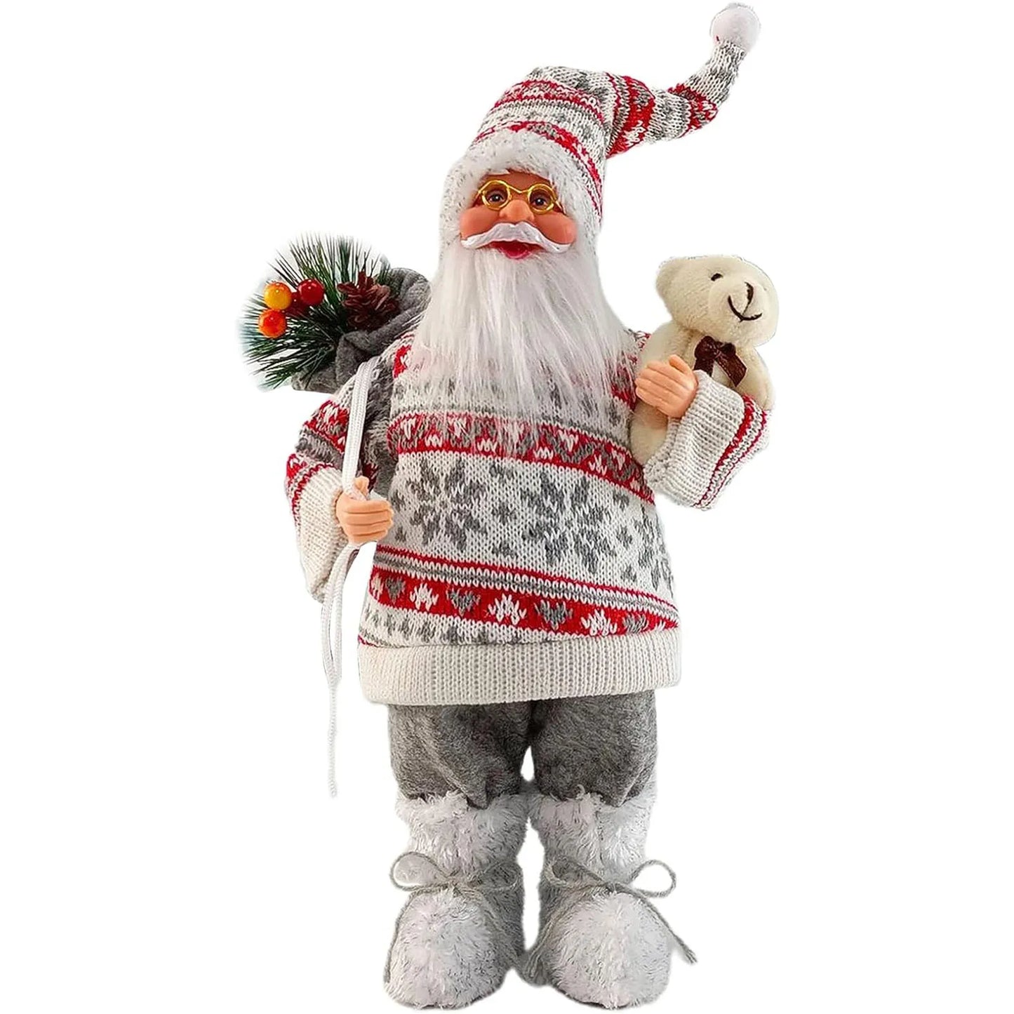 Weihnachtsmann Figur 30 cm – Niedliche Santa Claus Deko für Tisch, Kamin & Weihnachtsbaum | Festliche Weihnachtsdekoration