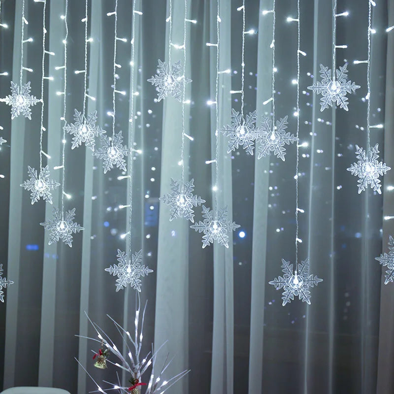 3,2 m LED Schneeflocken Vorhanglichter – Weihnachts Lichterkette mit 8 Modi | Wasserdichte Deko für Fenster, Party & Xmas 2025