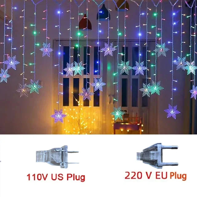 3,2 m LED Schneeflocken Vorhanglichter – Weihnachts Lichterkette mit 8 Modi | Wasserdichte Deko für Fenster, Party & Xmas 2025
