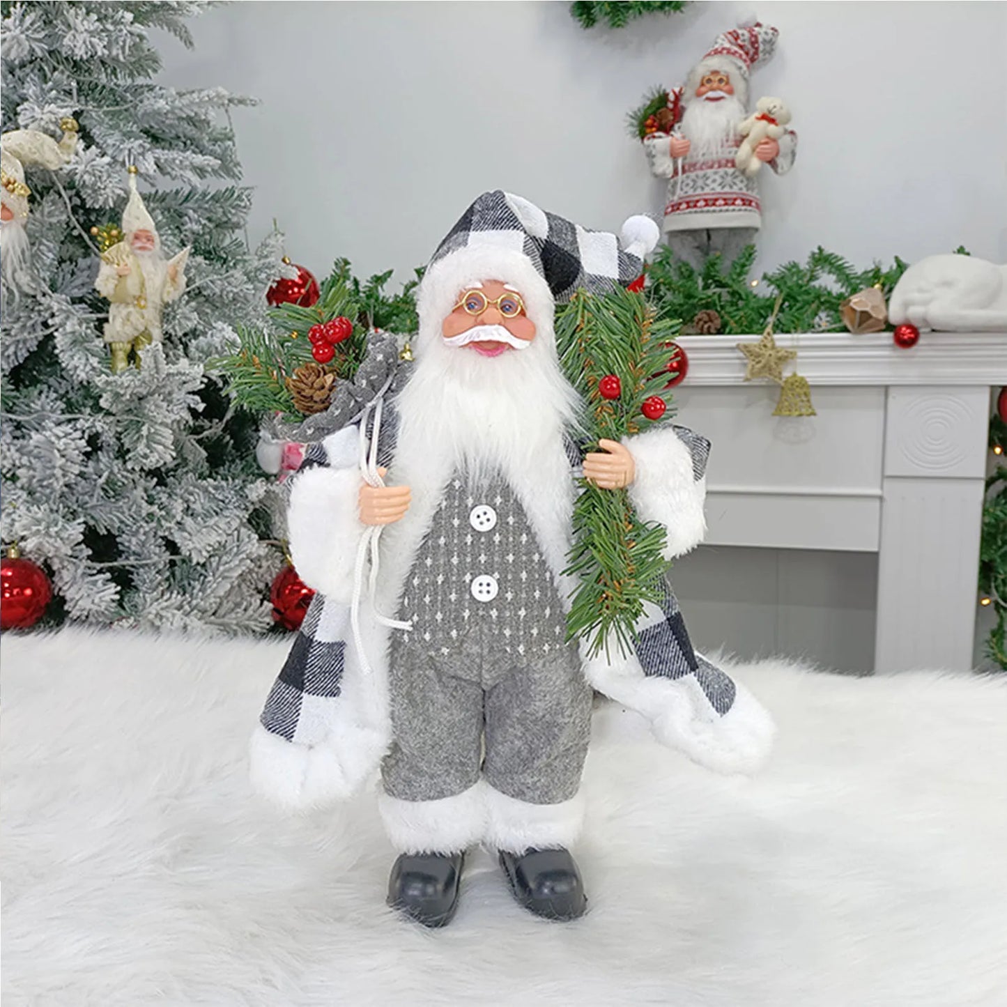 Weihnachtsmann Figur 30 cm – Niedliche Santa Claus Deko für Tisch, Kamin & Weihnachtsbaum | Festliche Weihnachtsdekoration