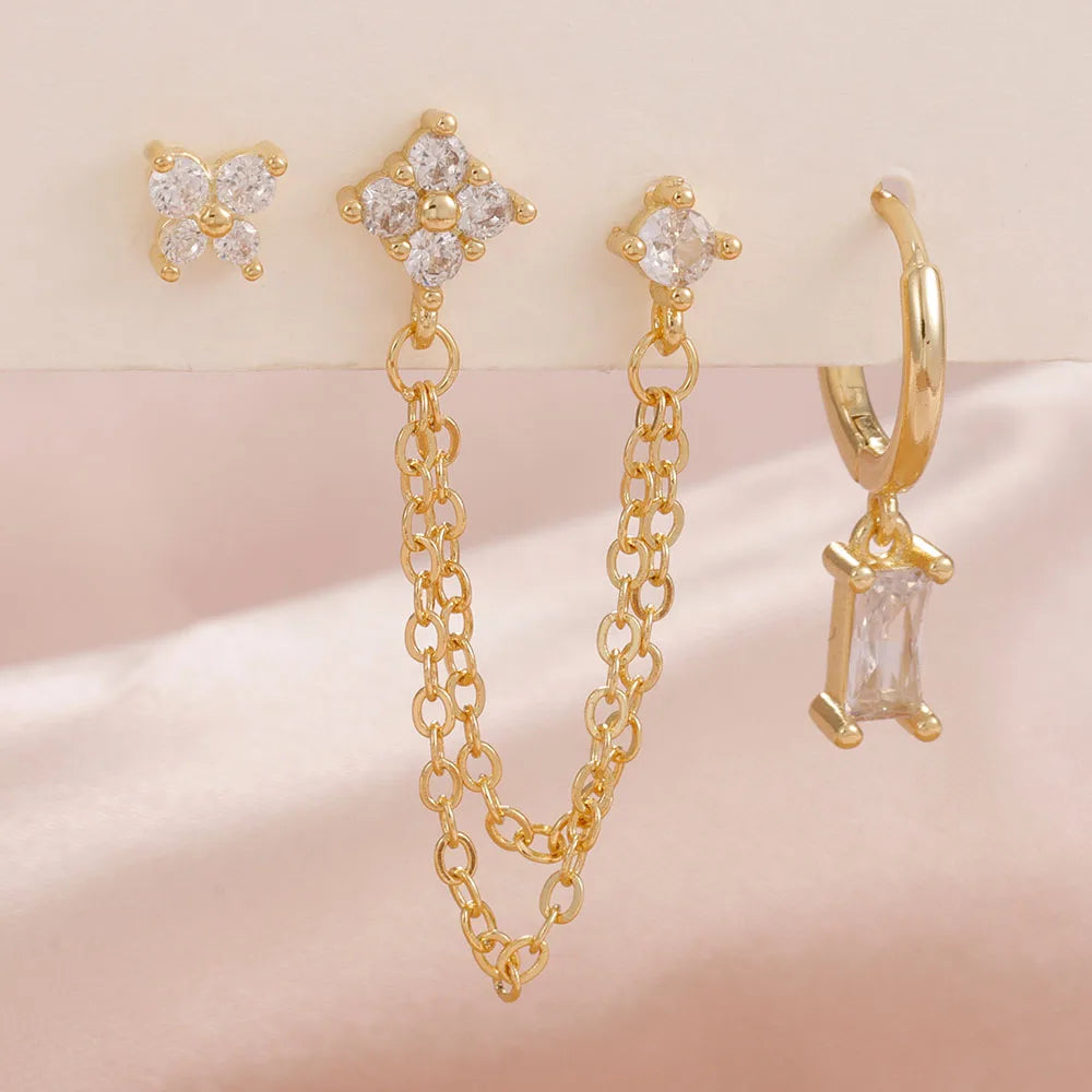 3er Set Sternzeichen Ohrringe aus Edelstahl mit funkelndem Geburtsstein