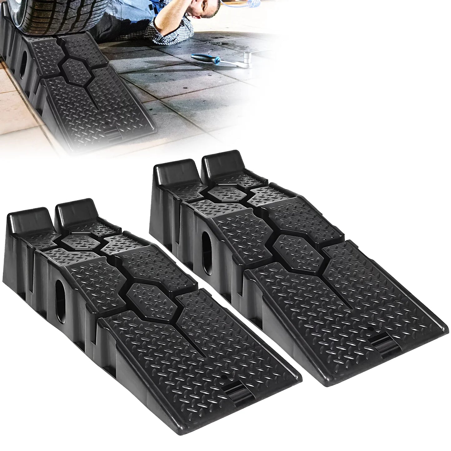 2er Set Auto Auffahrrampen 90 cm, 3T belastbar, rutschfest