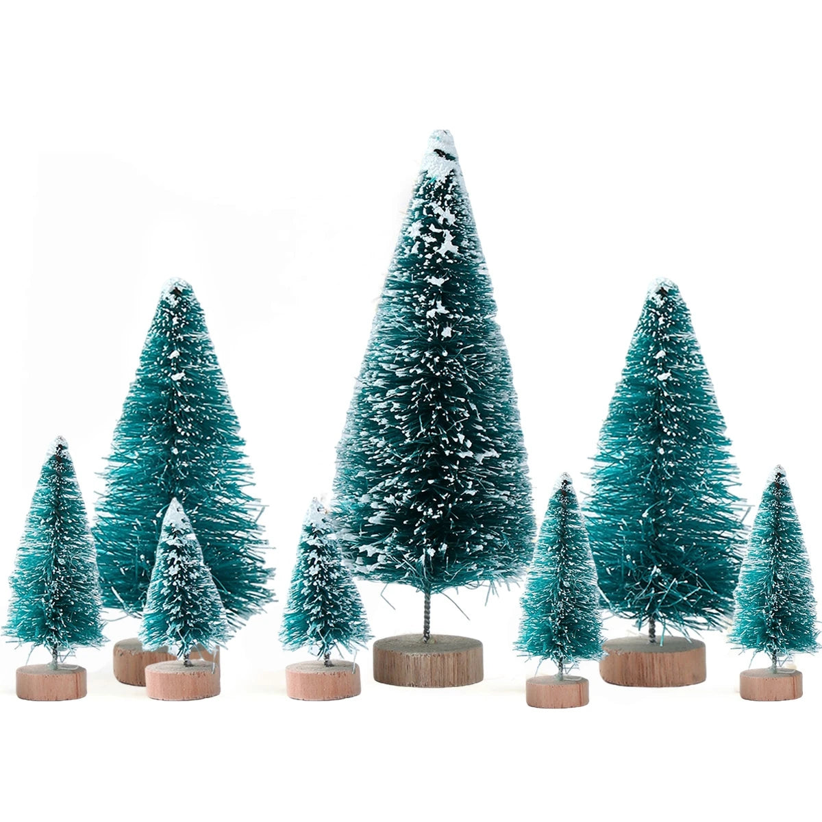 Deko Mini Weihnachtsbaum aus Holz – Handgefertigter Sisal-Tannenbaum für Tisch & Regal | Blau, Grün, Weiß, Gold