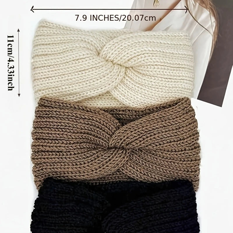 3er Set elegante Winter Stirnbänder für Damen, warm & stilvoll