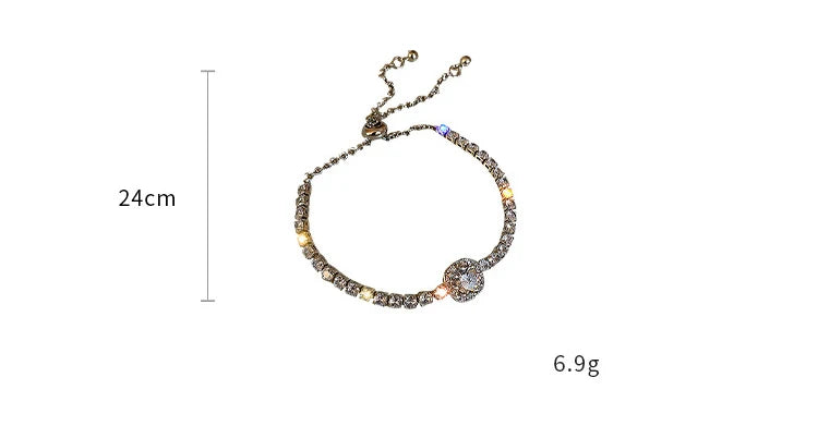 Verstellbares Damen Armband mit funkelnden Zirkonia, 18K Goldoptik