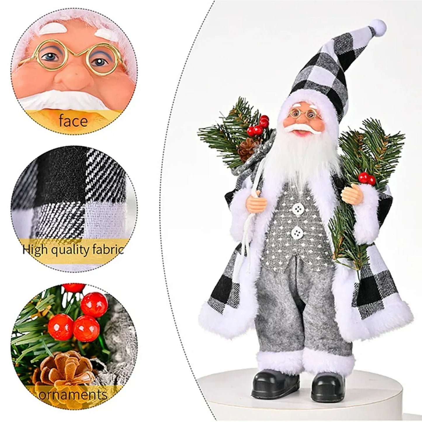 Weihnachtsmann Figur 30 cm – Niedliche Santa Claus Deko für Tisch, Kamin & Weihnachtsbaum | Festliche Weihnachtsdekoration