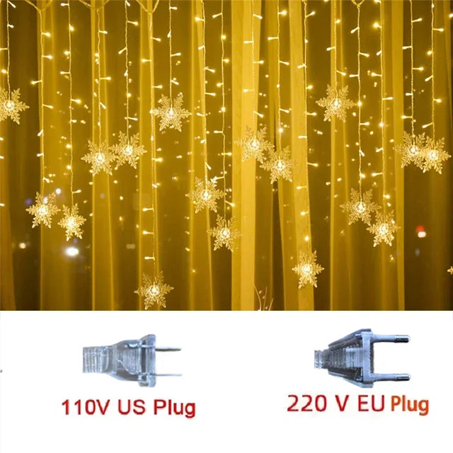 3,2 m LED Schneeflocken Vorhanglichter – Weihnachts Lichterkette mit 8 Modi | Wasserdichte Deko für Fenster, Party & Xmas 2025