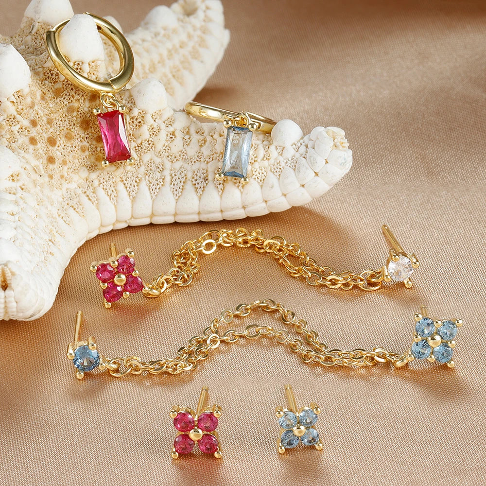 3er Set Sternzeichen Ohrringe aus Edelstahl mit funkelndem Geburtsstein