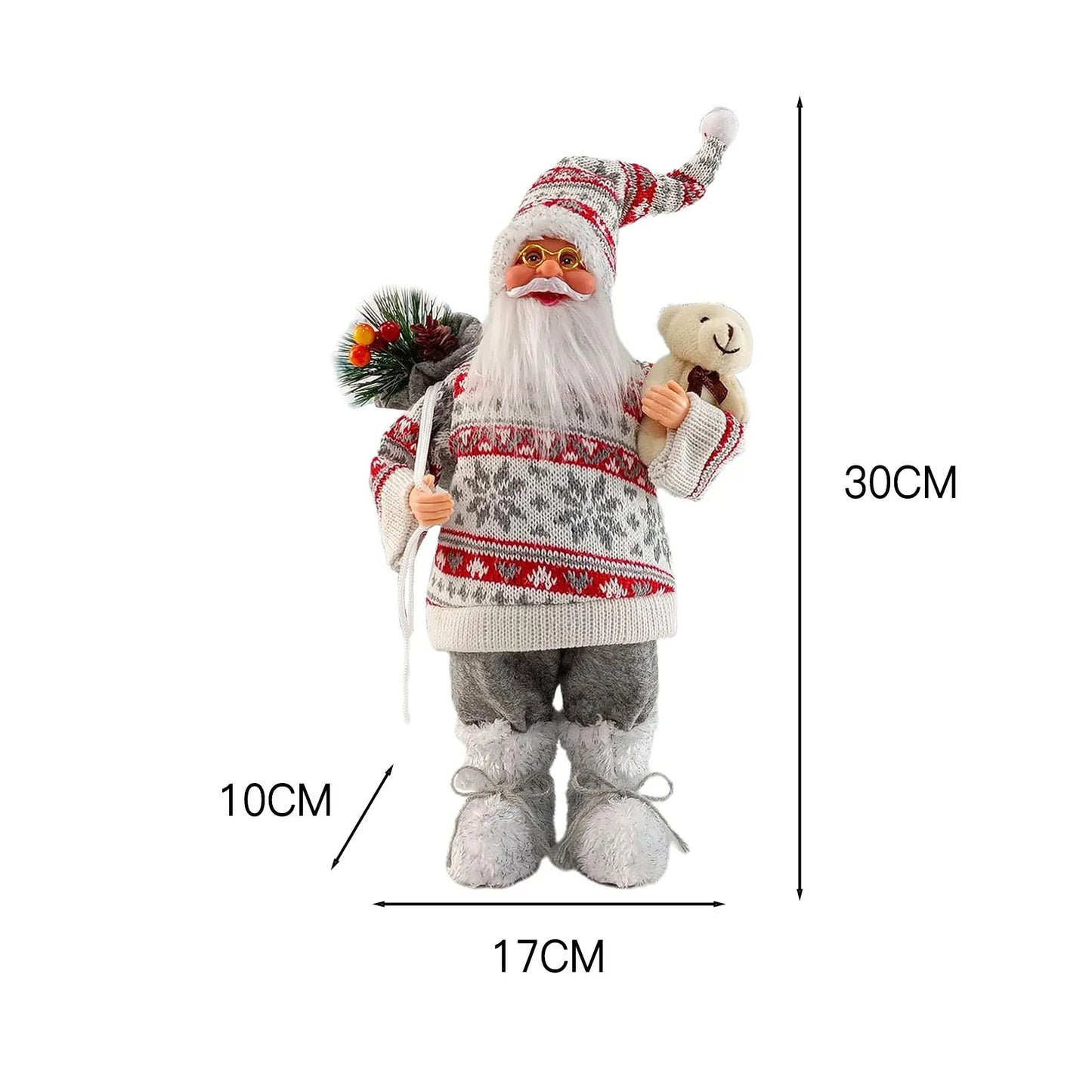 Weihnachtsmann Figur 30 cm – Niedliche Santa Claus Deko für Tisch, Kamin & Weihnachtsbaum | Festliche Weihnachtsdekoration