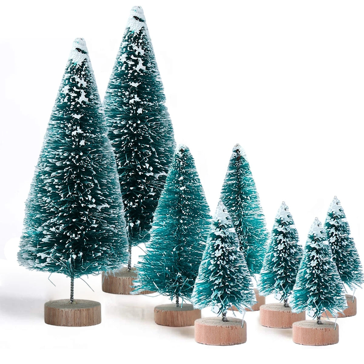 Deko Mini Weihnachtsbaum aus Holz – Handgefertigter Sisal-Tannenbaum für Tisch & Regal | Blau, Grün, Weiß, Gold