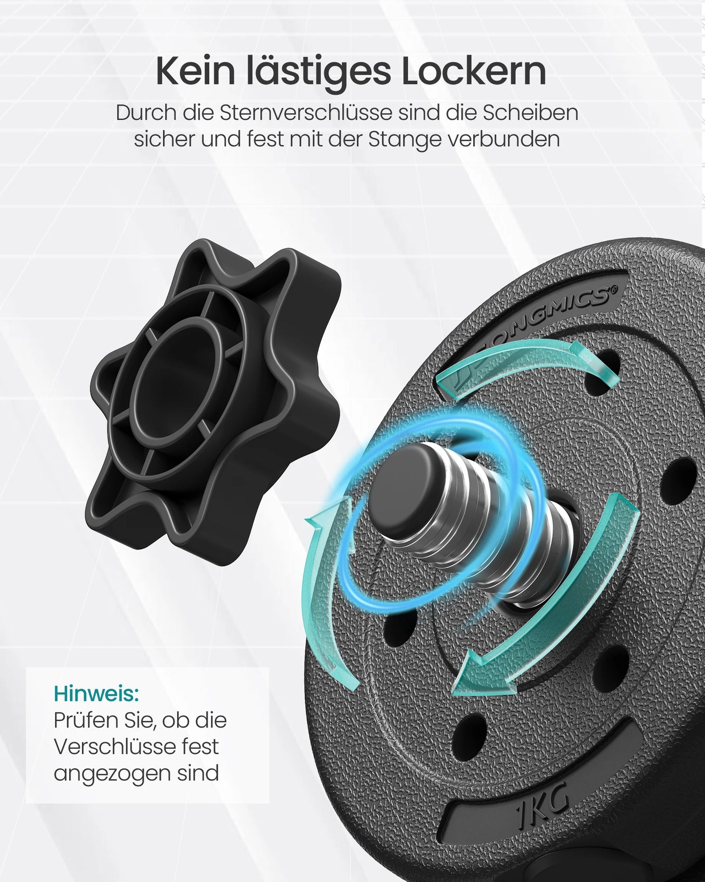 2-in-1 Hantelset 20 kg für Zuhause, flexibel als Kurzhantel & Langhantel