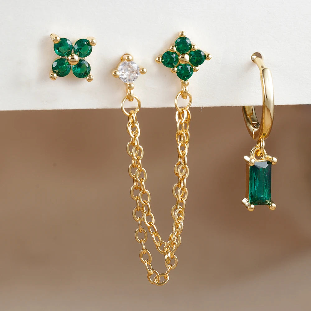 3er Set Sternzeichen Ohrringe aus Edelstahl mit funkelndem Geburtsstein