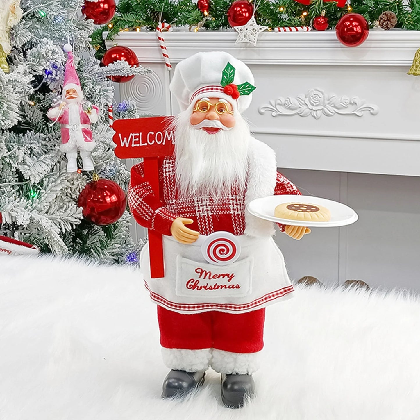 Weihnachtsmann Figur 30 cm – Niedliche Santa Claus Deko für Tisch, Kamin & Weihnachtsbaum | Festliche Weihnachtsdekoration