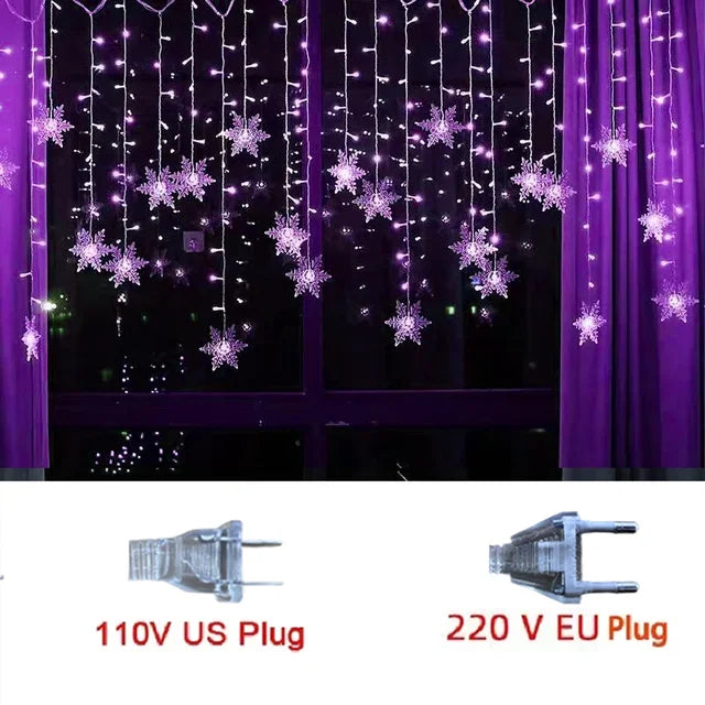 3,2 m LED Schneeflocken Vorhanglichter – Weihnachts Lichterkette mit 8 Modi | Wasserdichte Deko für Fenster, Party & Xmas 2025
