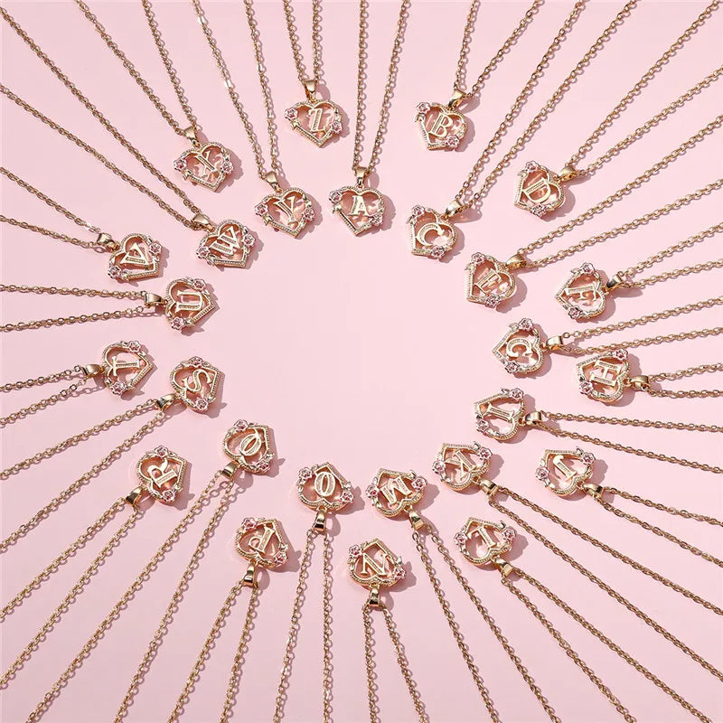 A-Z Buchstaben Halskette mit Blumenanhänger in Goldoptik für Damen